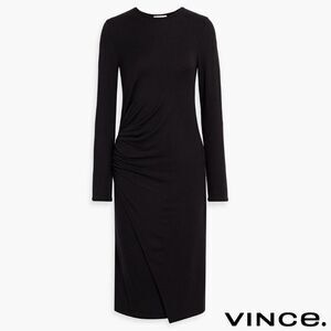 VINCE. **NWT** Gathered Long Sleeve Midi Sheath Dress